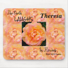 Peach Yellow Pink Blende Rose Blume Foto Mousepad