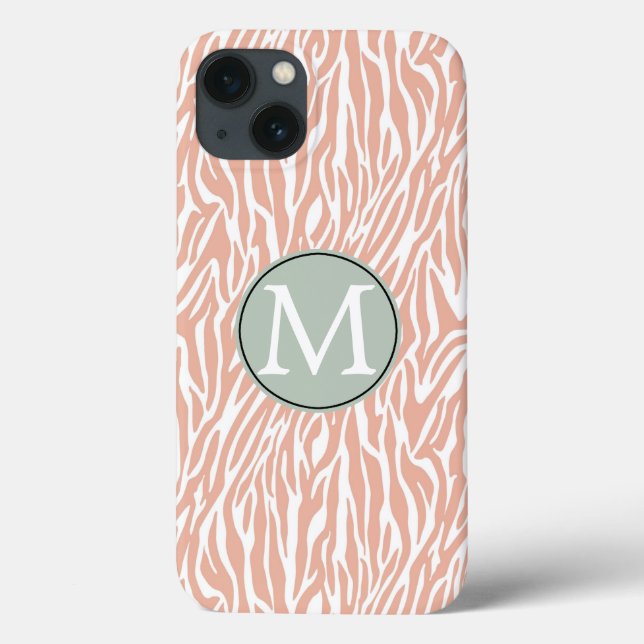 Peach Zebra Print Case-Mate iPhone Hülle (Rückseite)