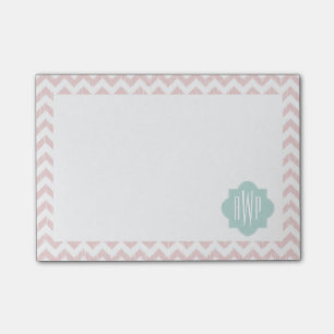 Peach Zickzack Ikat Mit Monogramm Post - Anmerkung Post-it Klebezettel