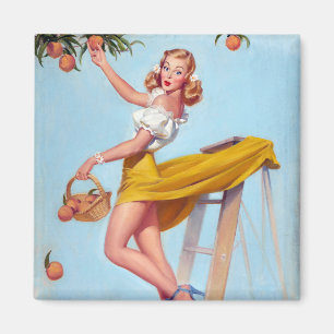 Peaches Button hoch Magnet