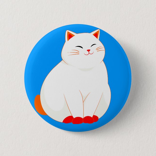 Peaches, die lächelnde Katze Button (Vorderseite)