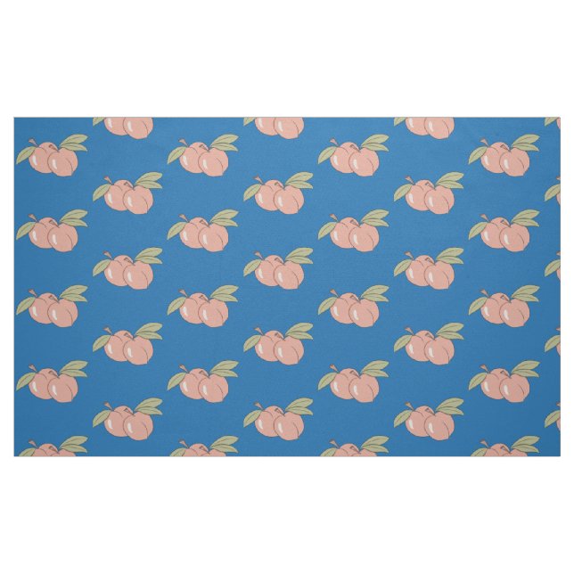 Peaches Frucht Muster blaues Gewebe Stoff (Fat Quarter (45,7 x 55,9 cm))