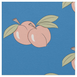 Peaches Frucht Muster blaues Gewebe Stoff