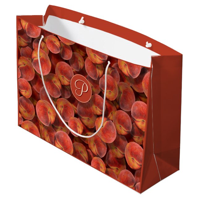 Peaches Große Geschenktasche Geschenktüte (Rückseite Schrägansicht)