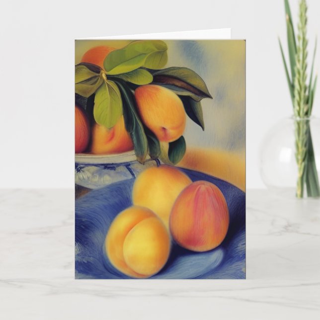 Peaches in Blue Bowl Karte (Vorderseite)