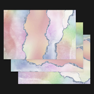 Peachy Agate   Hübsch Soft Pastel Watercolor Ombre Geschenkpapier Set