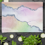 Peachy Agate | Hübsch Soft Pastel Watercolor Ombre Geschirrtuch<br><div class="desc">Herrlicher Pastellgestein mit wunderschönem Naturmarmorn mit atemberaubenden Ecken und Strömungen von Imitaten Metallische Glitzer-Folien-Venen und elegante, von Hand angestrichene Wasserfarben-Textur. Diese feminine konzeptuelle moderne abstrakte Ästhetik bringt einen Luxus, der einen vollkommenen Pop von Farbe und persönlichem Stil verleiht. Für weitere Farben oder passende Produkte besuchen Sie bitte den JustFharryn Zazzle...</div>
