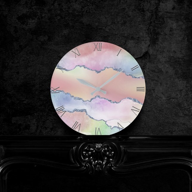 Peachy Agate | Hübsch Soft Pastel Watercolor Ombre Runde Wanduhr (Von Creator hochgeladen)