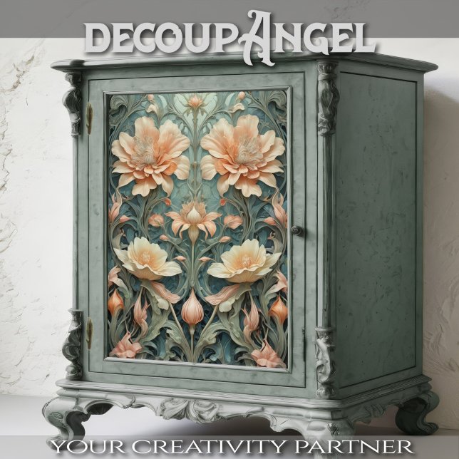 Peachy Aqua Elegante - Decoupage - Seidenpapier (Von Creator hochgeladen)