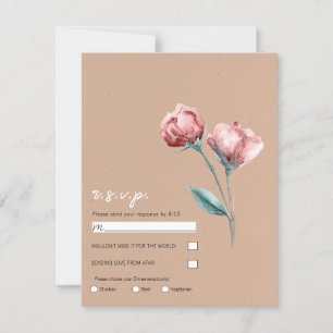 Peachy Beige Watercolor Floral Wedding RSVP Einladung