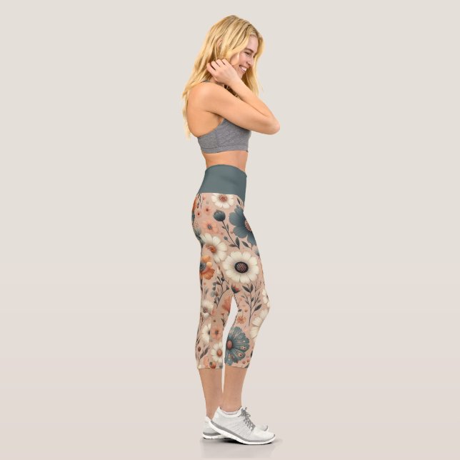 Peachy Blooms Capri Leggings (Rechts)