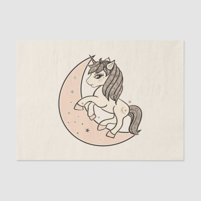 Peachy Blush Pink Celestial Moon Babydusche Seidenpapier (Vorderseite)