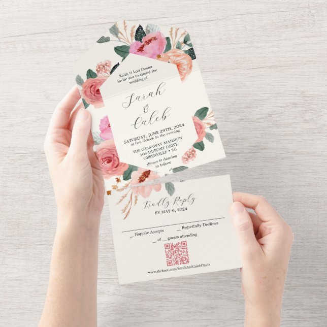 Peachy Dream All In One Einladung (Abreißen)