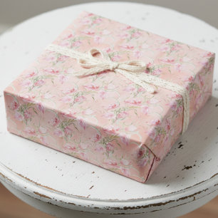 Peachy Elegance: Blühende, rosa Friedenslilien Geschenkpapier