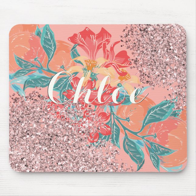 Peachy Fine Shines mit Rose Gold Glitzer Mousepad (Vorne)