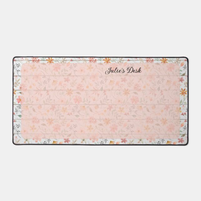 Peachy Floral Design - Personalisierte Schreibtisc Schreibtischunterlage (Vorderseite)