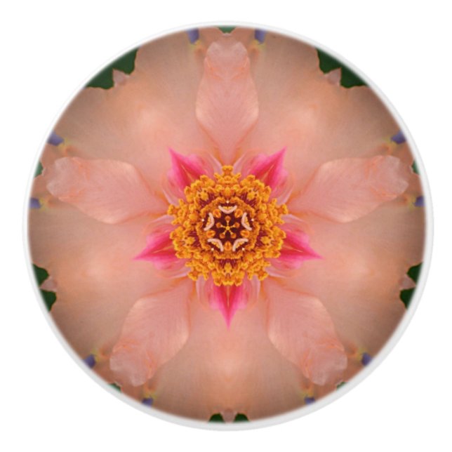 Peachy Floral Keramik Knochen Keramikknauf (Vorderseite)