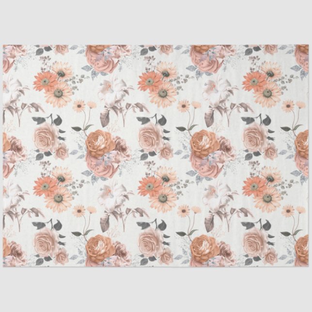 Peachy Floral Series Design 10 Seidenpapier (Vorderseite)