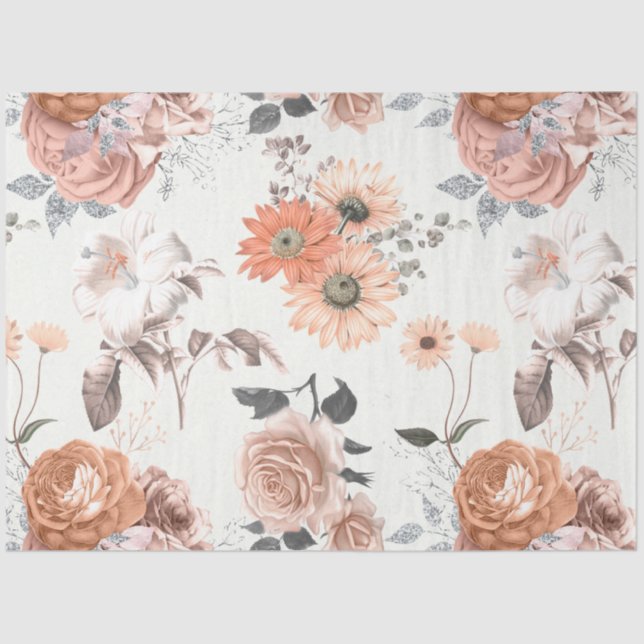 Peachy Floral Series Design 12 Seidenpapier (Vorderseite)