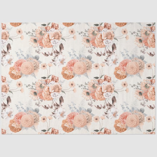 Peachy Floral Series Design 8 Seidenpapier (Vorderseite)