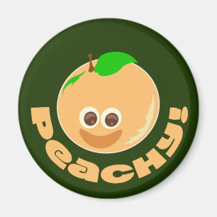 Peachy Fun Fruity Happy Cartoon Art Time Magnet