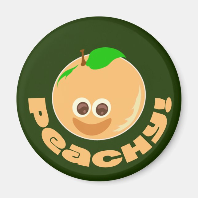 Peachy Fun Fruity Happy Cartoon Art Time Magnet (Vorne)