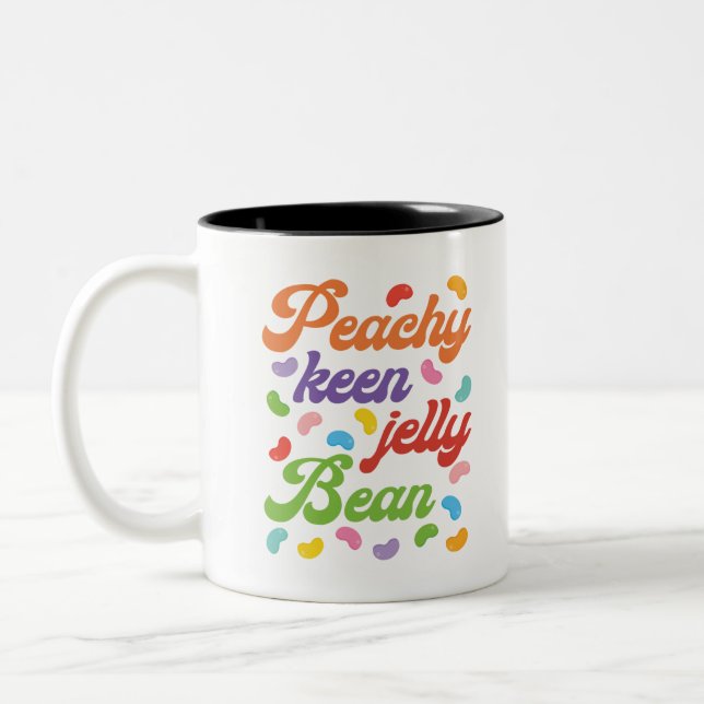 Peachy Keen Jelly Bean Easter Candy Retro Zweifarbige Tasse (Links)