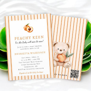 Peachy Keen Wasserfarbe Pfirsich-Baby Shower-Einla Einladung