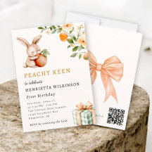 Peachy Keen Watercolor-Hasen-Erstgeburtstag 