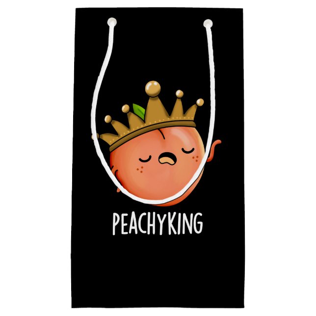 Peachy King Funny Peach Pun Dark BG Kleine Geschenktüte (Vorderseite)