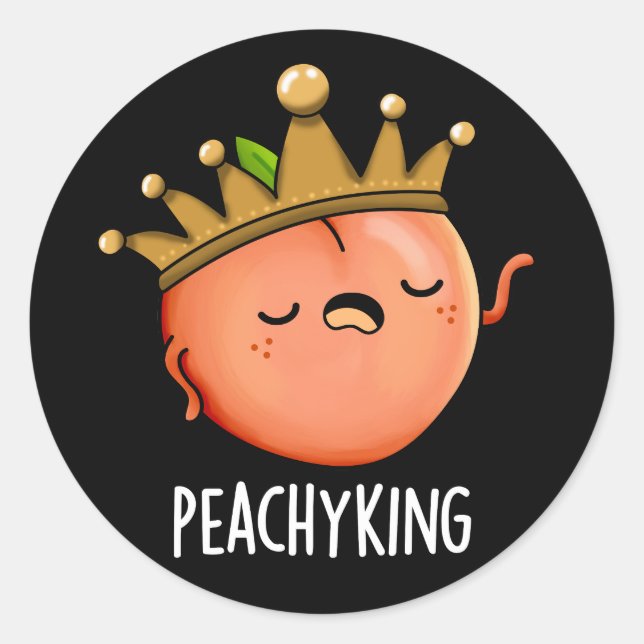 Peachy King Funny Peach Pun Dark BG Runder Aufkleber (Vorderseite)