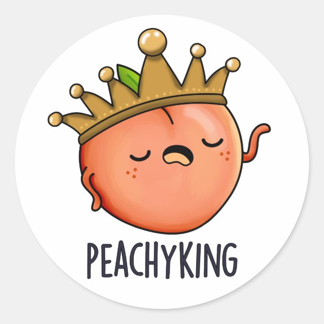Peachy King Funny Peach Pun Runder Aufkleber (Vorderseite)