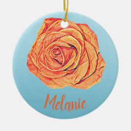 Peachy Mandarine Rose Keramik Ornament