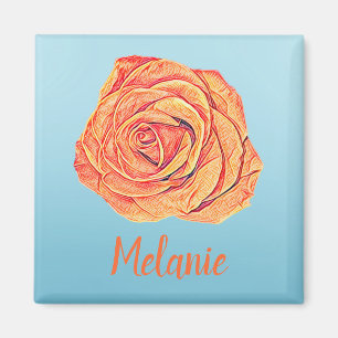 Peachy Mandarine Rose Magnet