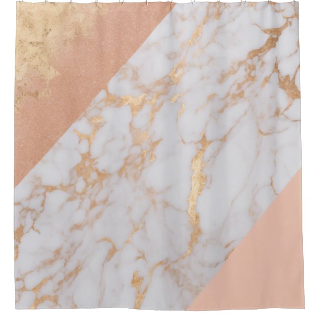 Peachy Marble Elegance Duschvorhang (Vorderseite)