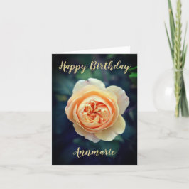 Peachy Orange Garden Rose Blume Happy Birthday Ankündigung