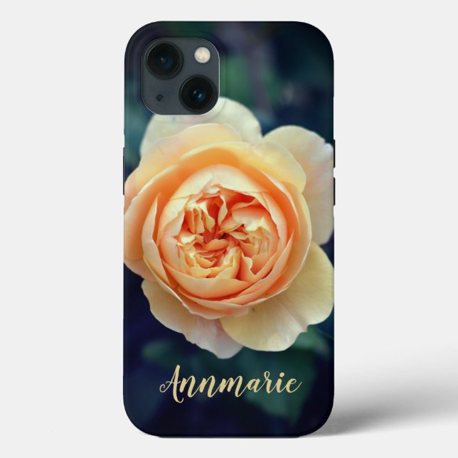 Peachy Orange Garden Rose Blume Personalisiert Case-Mate iPhone Hülle (Rückseite)