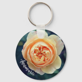 Peachy Orange Garden Rose Blume Personalisiert Schlüsselanhänger