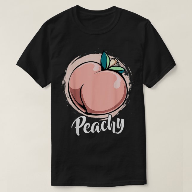 Peachy Peach Peaches Summer Frucht Retro Hippie Fe T-Shirt (Design vorne)