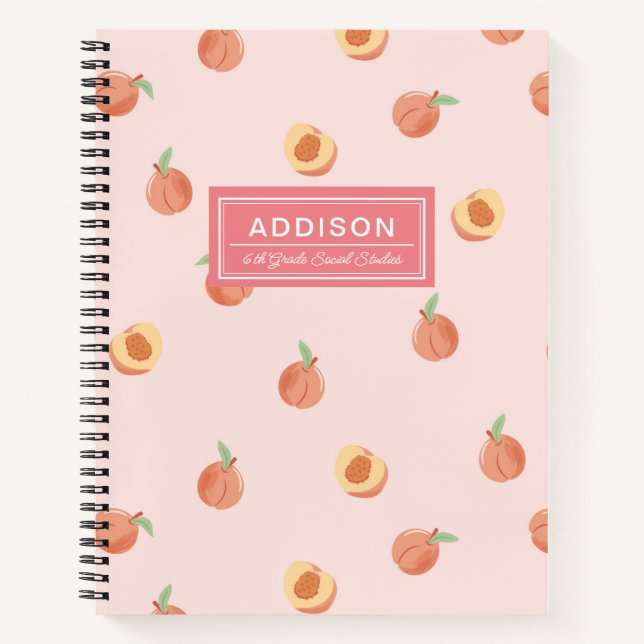 Peachy Peach School Spiral Notebook Notizbuch (Vorderseite)