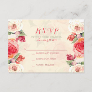 Peachy Peonies Response Cards RSVP Karte