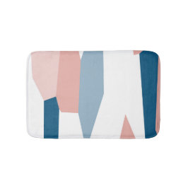 Peachy Pink Blau und Weiß Abstrakt Badematte
