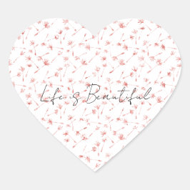 Peachy Pink Blush Bloral Glitzy Glitzer Herz-Aufkleber