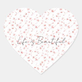 Peachy Pink Blush Bloral Glitzy Glitzer Herz-Aufkleber