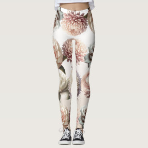 Peachy Pink Creamy White Blume Blumenzehen Leggings