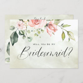 Peachy Pink Floral Aquarell Script Bridesmaid Einladung