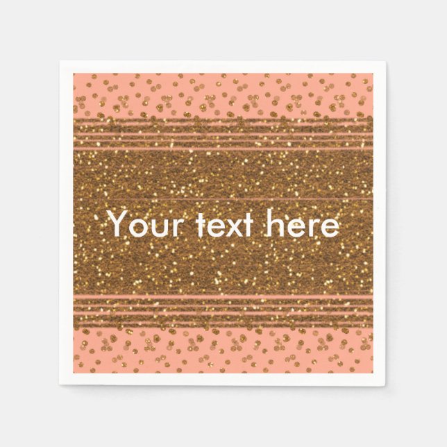 Peachy Pink & Gold Confetti Dots Party Napkins Serviette (Vorderseite)