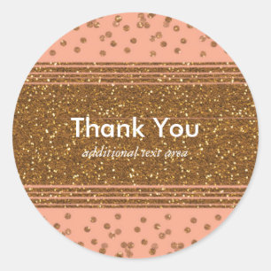 Peachy Pink & Gold Confetti Dots Party Stickers