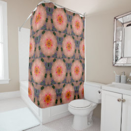 Peachy Pink Kaleidoscope Floral Duschvorhang