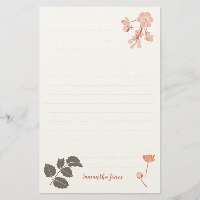 Peachy Pink Oregon Grape Flower Letterhead Briefpapier (Vorderseite)
